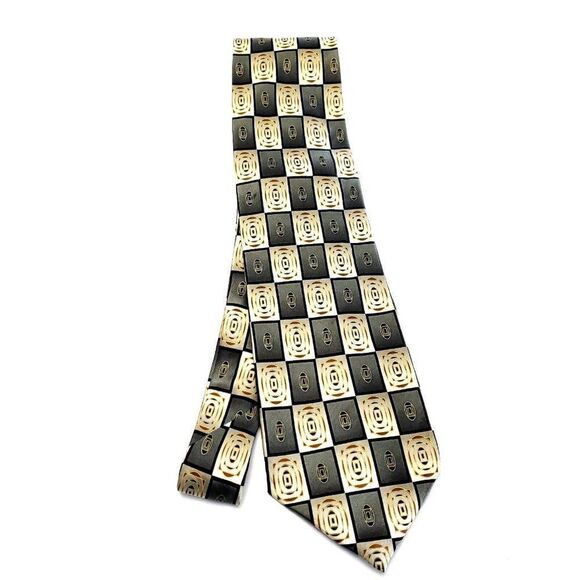 Croft & Barrow Green Beige Silk Tie Woven Wide Check - Picture 6 of 6